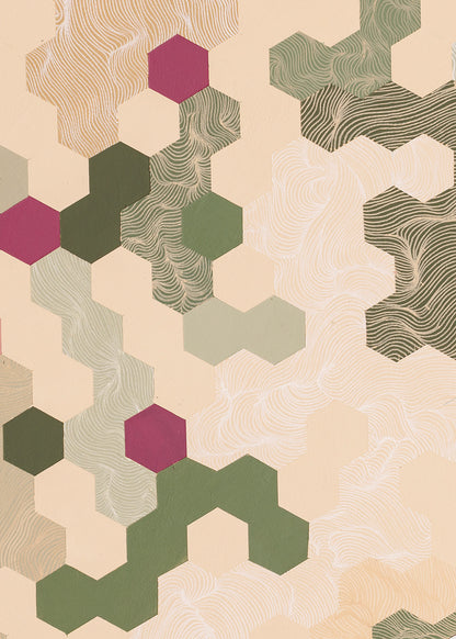 Beige & Sage Tessellation Hexagon (35x30.5cm)